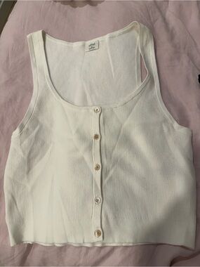 Wilfred Ribbed Button-Front White Tank Top